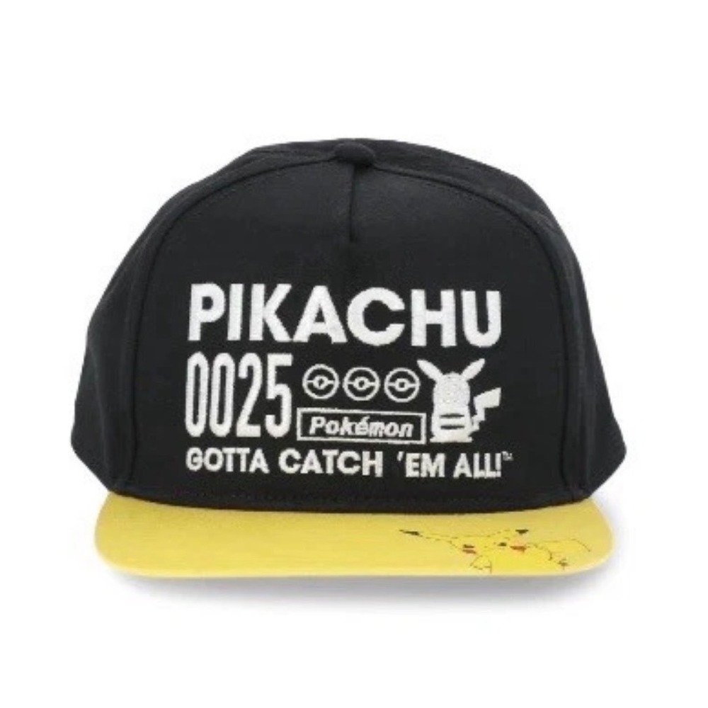 Pokemon Pikachu 0025 Black Yellow Snapback Hat Gotta Catch Em All Youth OSFM